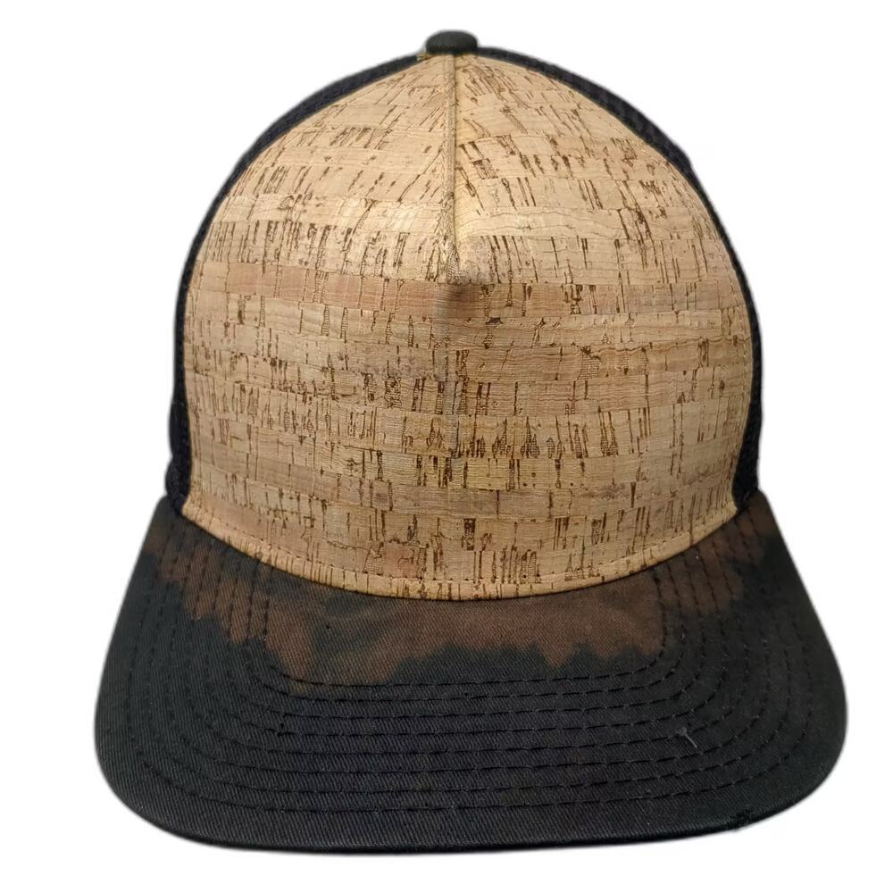 Salmon River OTTO Trucker Hat Beige Black OS Cork Front Mesh Back Snapback Logo